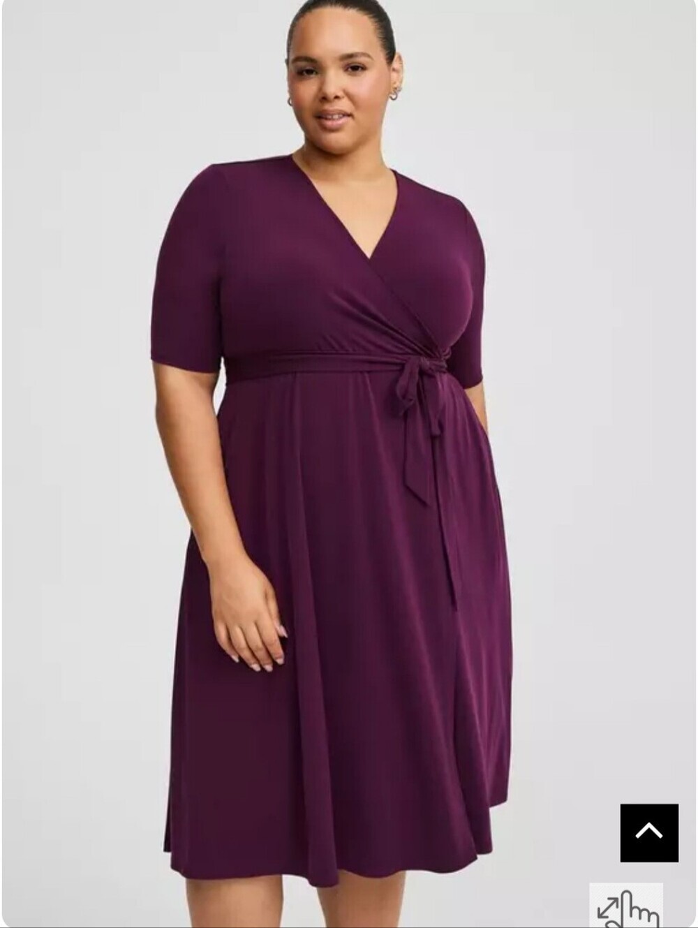 Torrid 2 Purple Faux Wtap Midi Dress Short Sleeve Tie Waist V-neck Plus Size 2X